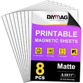 صفائح مغناطيسية قابلة للطباعة DIYMAG ، 8pcs 8.5 × 11 بوصة مغناطيسات مرنة غير ملصقات مغناطيسية غير ملصقات لطابعة الحبر الحرف DIY الحرف اليدوية
