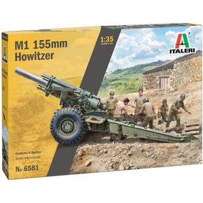 Italeri 6581S 1:35 M1 155 mm Howitzer with Crew, Model Making, Construction Kit, Stand Model Making, Crafts, Hobby, Gluing, Plastic Kit, Multi-Coloured