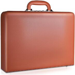 Hard Case Leather Attache for Professionals，Business Briefcase with Lock for Men