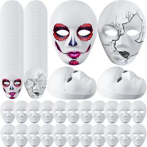 Hiboom 120 Pcs Paper Mache Mask Bulk DIY Full Face Masks Paintable Paper Mask, Masquerade Mask, Full Face Masks, Personality Creative Free Design Mask, Full Face Masks and Art