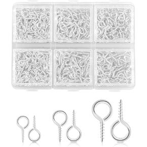 400pcs دبابيس العين الصغيرة المسمار لصناعة المجوهرات و DIY الحرف ، ومسامير العيينة الصغيرة للمشاريع الفنية وسحر الخرزة ، وسنانير العين الصغيرة عيون المسمار للحرف اليدوية لصنع المجوهرات الفضية ، 3 أحجام
