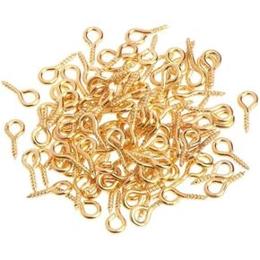 100Pcs Gold Small Tiny Mini Eye Pins Eyepins Hooks Eyelets Screw Threaded Clasps Hooks DIY for Jewelry Making Accessories Jewelry Findings