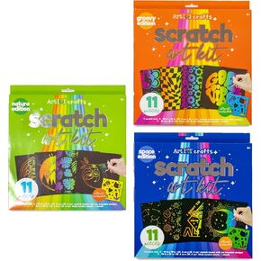 Art 101 USA Crafts 3 Pack Scratch Art Kit with 33 Pieces, Multi