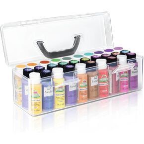 Vowcarol Acrylic Paint Storage Box for Apple Barrel Acrylic Paint, 30 Bottles Capacity Acrylic Paint Organizer for 2 fl. oz Acrylic Paints, Craft Paint Organizer, Clear