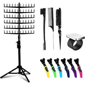 Laflare Standing Braid Hair Organizer – 144 Pegs Hair Extension Holder, Divider & Display Stand for Hair Braiding, Height Adjustable Rack, Easy to Assemble