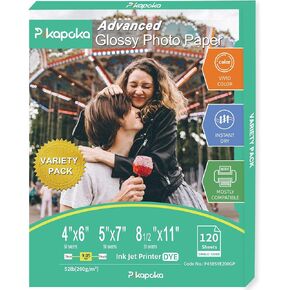 ورقة صور لامعة 4x6 ، 5x7 ، 8.5x11 ، 120 مجموعة متنوعة من الحزمة ، أحجام متنوعة ، طابعة الحبر ، 52 رطل/200 جم