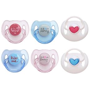 Magnetic Pacifier Pink Blue Set 6 Pieces for Reborn Baby Dolls Feeding Toy Accessories Suitable for Kids Gifts (Pink&Blue Style)