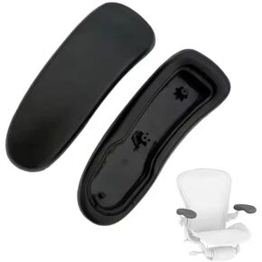 Replacement Office Chair Armrest Pads, Compatible with Herman Miller Classic Aeron Chairs Graphite, 100% Polyurethane Coated, Black (Pair)