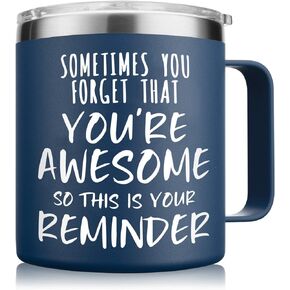 NOWWISH Birthday Gifts for Men Husband - Awesome Coffee Mug, Inspirational Birthday & Holiday Presents for Men Him Boyfriend, 14oz Navy Blue
