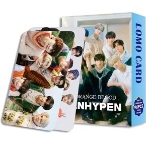 96PCS ENHYPEN Photocards Set,60PCS ENHYPEN New Lomo Cards and 36PCS Stickers for Gift and Fans Collection (Blue)