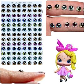 MS9-7: 104 Pcs (52 Pairs) 3D Resin Wiggle & Googly Eyes 7mm - Blue, Brown, Green & Pink – Self-Adhesive for DIY Crafts, Clay, Polymer Clay, Cold Porcelain, Amigurumi, Scrapbooking & DIY Projects