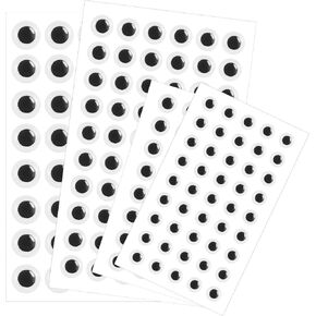 JIYIN Googly Eyes Stickers, Self-Adhesive Wiggle Eye Stickers for Crafts, Assorted Sizes 8mm 10mm 12mm 15mm Easy Peel and Stick Eyes Sticker for DIY Crafts Scrapbooking Decoration(4 Sticky Sheets)