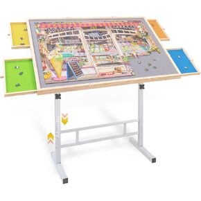 Puzzle Table with Drawers and Legs Height Tilting Adjustable for 1500 Pieces, Portable Jigsaw Puzzle Tables for Adults and Elderly, Puzzle Board with Covers Gifts for mom Women Mothers' Day…