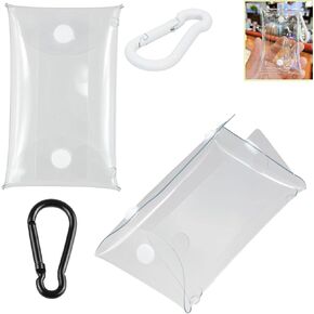 2 Pack Figure Display Bag Pocket Pouch Clear Case Coin Purse Credit Card Holder Minimalist Wallet with 2 Side Snap Hook for Trinkets Collectibles Girls ID Keys Lipstick Earbuds
