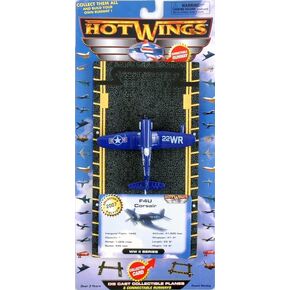 Hot Wings Planes F4U Corsair (Marines) with Connectible Runway Die Cast Plane, Blue (17104)