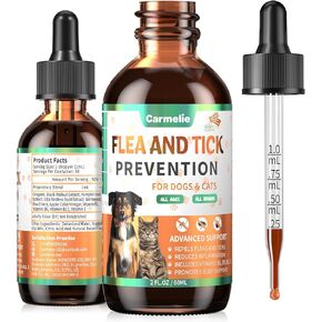 Oral Flea and Tick Prevention for Dogs and Cats, Natural Dog Flea and Tick Treatment, Cat Flea Control Medicine & Treatment, Flea Drops Supplements with Vitamin for Pets - All Breeds and Ages - Bacon