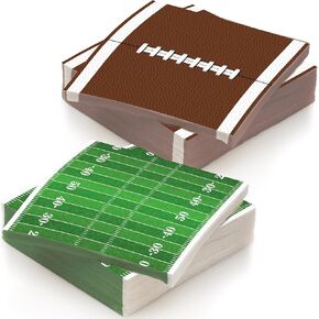 ArtCreativity 80 Pack Football Field Napkins - Set of 80 - Football Napkin Party Decor Supplies - Sports Football Napkins for Parties and Tailgates - Game Day Football Party Decorations (5" x 5")