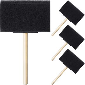 4 PCS Foam Paint Brushes, 4 Sizes Foam Sponge Brushes for Varnishes, Sponge Brushes with Wood Handles for Painting, Staining, and DIY Crafts (1", 2", 3", 4") - Black