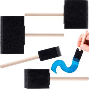 4 Pcs Foam Paint Brushes, 1" 2" 3" 4" Wood Handle Sponge Paint Brush for Details, Staining, Varnishes, DIY Crafting