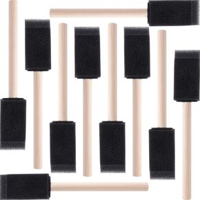 10pcs 1'' Foam Paint Brushes, Sponge Paintbrushes with Wooden Handle, Small Sponge Brushes for Painting Staining Varnishes DIY Craft Projects- Black