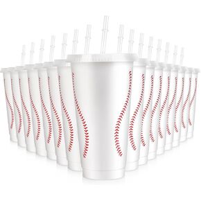 Hxezoc 16 Pieces Plastic Baseball Cups Reusable Cute Party Cups 24 oz Sports Party Gifts for Baseball Party Game Sport Birthday Party Decoration Supplies