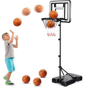 Basketball Hoop for Kids with Stand, Adjustable Height Toddler Basketball Hoop Stand, Indoor Outdoor Basketball Goal Toy with Ball Pump for 3 4 5 6 7 8 Years Old Boys Girls