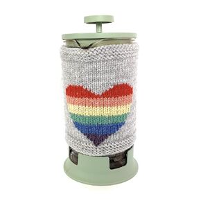 Knit French Press Cozy Wool Handknit Colorful Heart Cover Tea Pot
