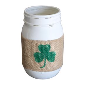 St.Patrick's Day Home Decoration | Shamrock Clover Irish Luck Charm Painted Mason Jar Decor Gift