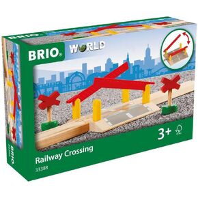 BRIO World 33388-4 Piece Railway Crossing Set | Fun and Interactive Wooden Train Accessory for Kids | Enhances Creativity and Motor Skills | FSC-Certified Eco-friendly Toy for Ages 3 and Up
