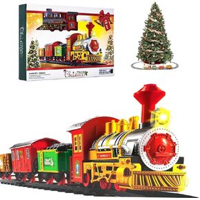 Train Set - Train Set for Christmas Tree, Train Toys for Boys, Lights & Sound, Toy TrainLocomotive, Train Carriages & Tracks, Toddler Model Trains for 3 4 5 6 7 8+ Years Old Kids Birthday Gifts