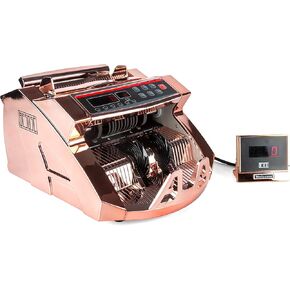 Rose Gold Money Counter by BESOSC with UV/MG Detection, 80W Bill Counter with Counterfeit Bill Detection, LED Display, 1000 pcs per Minute, no Mixed Bill Counting
