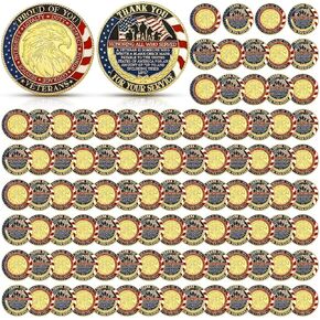 100 PCS التحدي العسكري العملات المعدنية المخضرمة التذكارية شكرا لك على خدمتك المعدنية المعدنية المعدنية لمدرسة الكنائس العسكرية التحدي تحدي تحدّش.