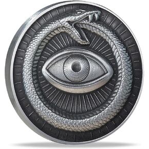 Sun Moon Ouroboros All-Seeing Eye Lucky Coin with 3D Relief Design Unique Challenge Coin