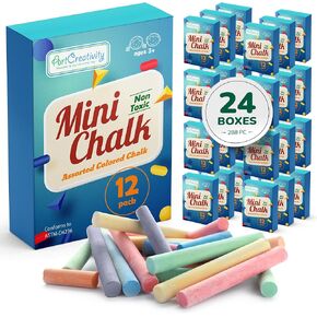 ArtCreativity 288 Count Mini Chalk Set for Kids (24 Boxes) Non-Toxic Art and Craft Supplies, Chalks School Supplies, Birthday Party Favors for Boys and Girls, Goody Bag Fillers, Classroom Gift