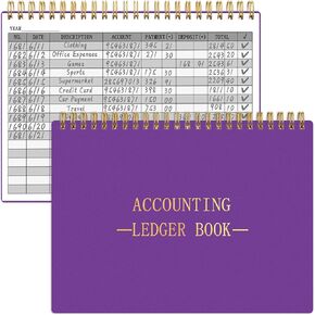 Hautoco Accounting Ledger Book A5 Ledger Books for Small Business Probekening Contracter Tracker لتتبع الميزانية المنزلية مجلة سجل التمويل الشخصي 8.3 × 6.2 '' ، Dark Purple