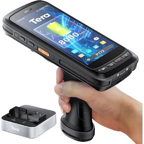 Tera Android 13 Barcode Scanner PDA: 8000mAh Extra Large Battery Zebra SE4750MR 13FT Scan Range with Charging Cradle Pistol Grip Handheld Touch Screen Mobile Computer IP65 Inventory Scanner P172