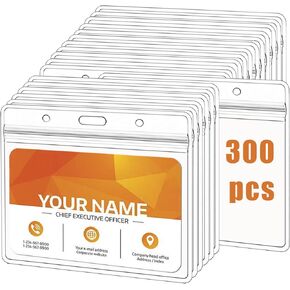 300 حزمة إضافية سميكة ذات شارة معرف أفقي ، حامل شارة الاسم ، حامل علامة اسم مع نوع مقاوم للماء الرمز البريدي القابل للاستمتاع