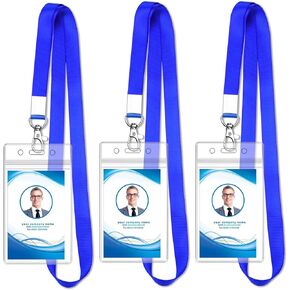 50 PCS Teacher Lanyard مع حامل الهوية ، حاملي شارة الاسم العمودي مع حبل حبل ، حامل بطاقة الهوية مع Lanyard ل Croch School Office Cruise (Blue)