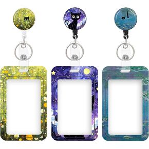 3 Set Heavy Duty Badge Holder with Retractable Reel,ID Badge Holder Key Card Work Badge Clip for Nurse Teacher Student Office Women Men
