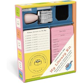 طقم مكتبة Knock Knock Knock: 20 بطاقات CARCH CATALOG CHACKOUT و BOOKPLATES و DATE STAMP و INKPAD