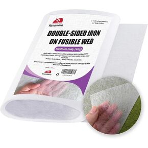Nseamera Double Sided Fusible Interfacing Web for Sewing, Medium Duty 40g Adhesive, 11.8"×5 Yards, Washable Fusible Webbing for Fabric Applique, Quilting, Crafts
