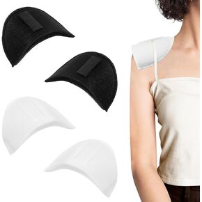 2 Pairs Shoulder Pads Thickness 0.5in Shoulder Pads for Womens Clothing Set-in High Low Shoulders Pad for Women Men Sloping Shoulder High Low Shoulder Suit T-Shirt Clothes(Black,White)