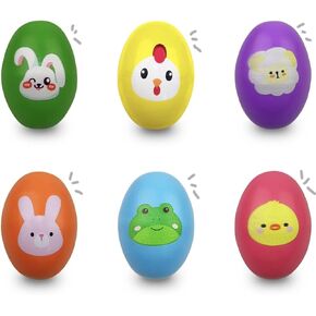 6 Pack Easter Wooden Shake Eggs Percussion Musical Shakers for Kids Toddlers Girls Boys Easter Basket Stuffers Fillers Gifts