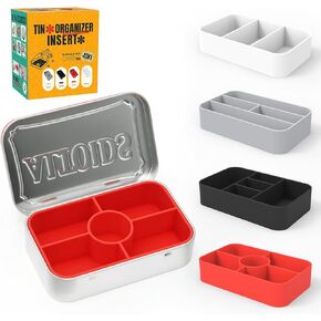 4-Pack Tin Organizer Inserts Compatible with Altoids 1.76oz Mint Tins – Ideal Dividers for Personal Essentials, Travel Storage of Pills, Jewelry, Art Supplies, or Fishing Gear (Assorted Colors)