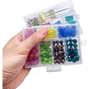 Plastic Organizer Box with Dividers - 2 PCS Small Plastic Container with Compartments, 6 Compartment Storage Box, Plastic Travel Organizer Box, Craft Storage Box, Jewlwey Organizer Container