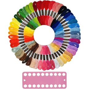 Embroidery Floss 50 Skeins Cross Stitch Thread Rainbow Color Friendship Bracelet String Yarn Making Kit Craft Floss Set with Floss Organizer