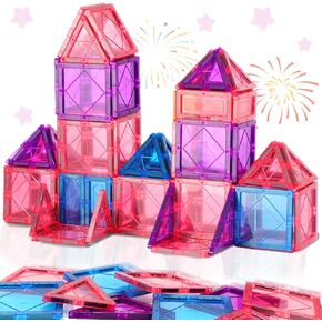 Magnetic Tiles Kids Toys for 3 Year Old Boy Girl STEM Magnetic Blocks Princess Castle Magnet Tile Building Blocks Educational Sensory Toddler Toys for Kids Age 2-4 3-5 6 7 8 9 Christmas Birthday Gift