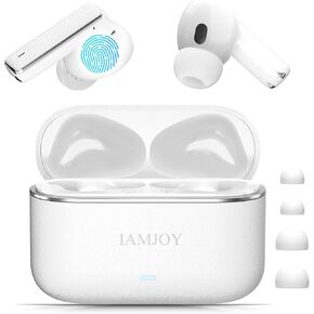 IAMJOY Language Translation Earbuds, 134 Language & Accents Two-Way Translator Device Built-in 6 Mics, 42dB Hybrid Dual Noise Cancelling Earbuds for Travel Business Learning, White
