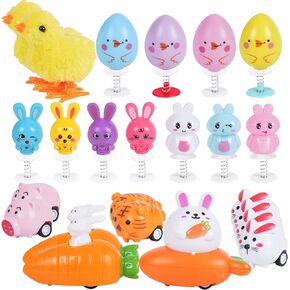 24 PCS Easter Jumping Popper and Wind Up Toys for Kids Gift Boys Girls Toddlers Easter Goodie Bag and Basket Stuffers Egg Fillers Gifts Hunt Party Favors (Easter Toys)