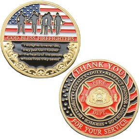 Thank You for Your Service Firefighters Challenge Coin God Bless Firefighters Prayer Commemorative Coins Fireman's Prayer Gift